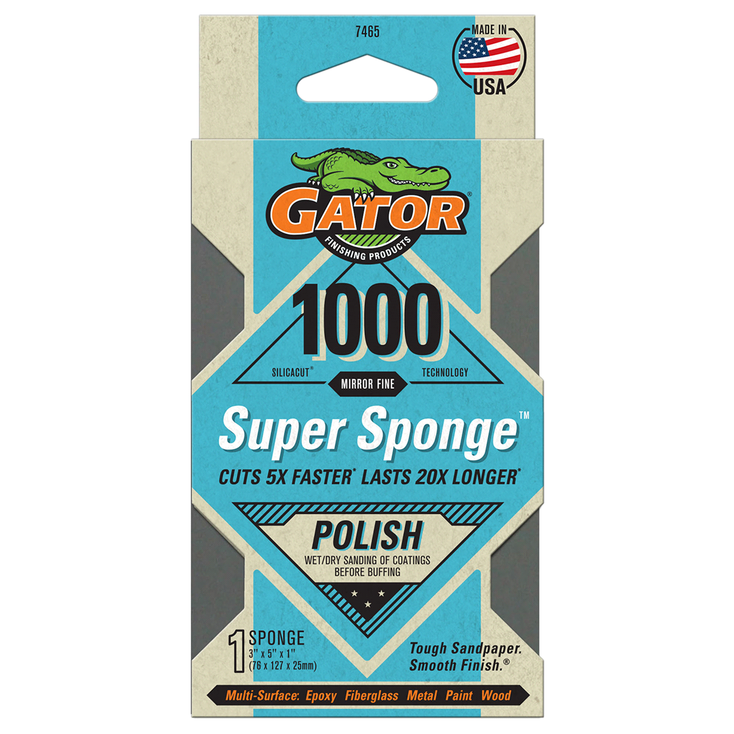 slide 1 of 5, Rust-Oleum Rustoleum Gator 3-Inch x 5-Inch x 1-Inch Waterproof Sanding Super Sponge - 7465, 1000 Grit, 1 ct