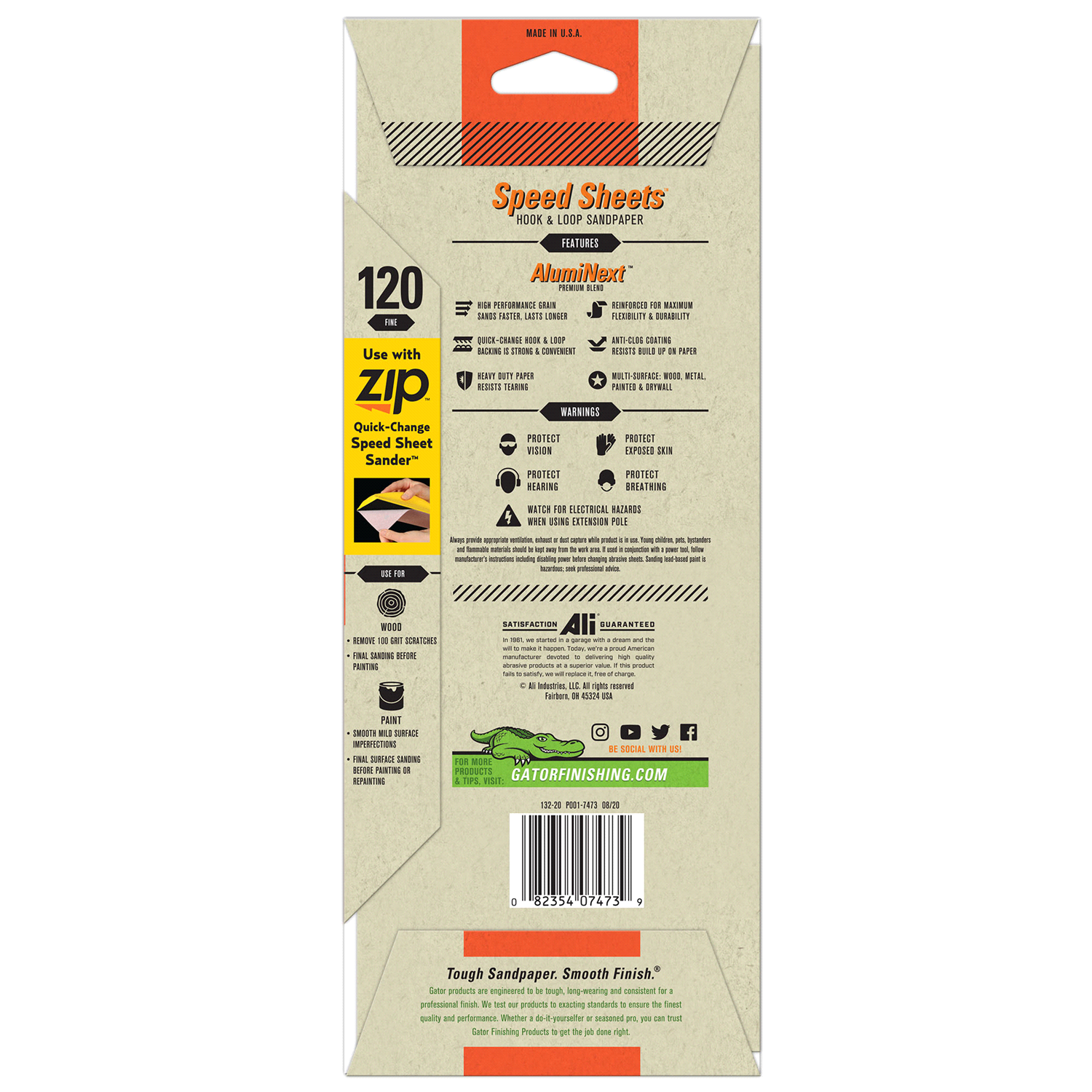 slide 3 of 5, Rustoleum Gator AlumiNext 3-2/3-Inch x 9-Inch Hook and Loop Premium Multi-Surface Sanding Speed Sheets - 7473, 120 Grit, 5 ct