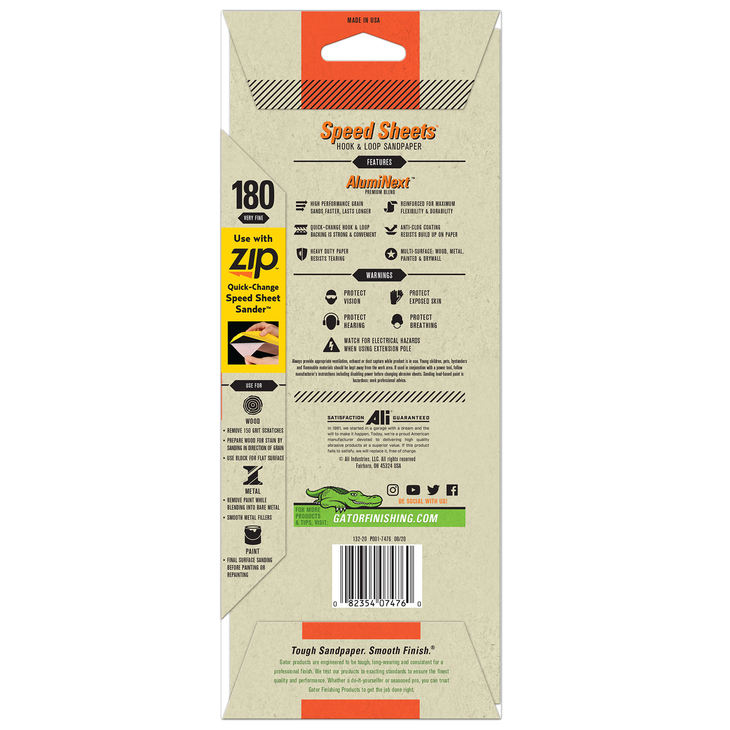 slide 3 of 5, Rustoleum Gator AlumiNext 3-2/3-Inch x 9-Inch Hook and Loop Premium Multi-Surface Sanding Speed Sheets - 7476, 180 Grit, 5 ct