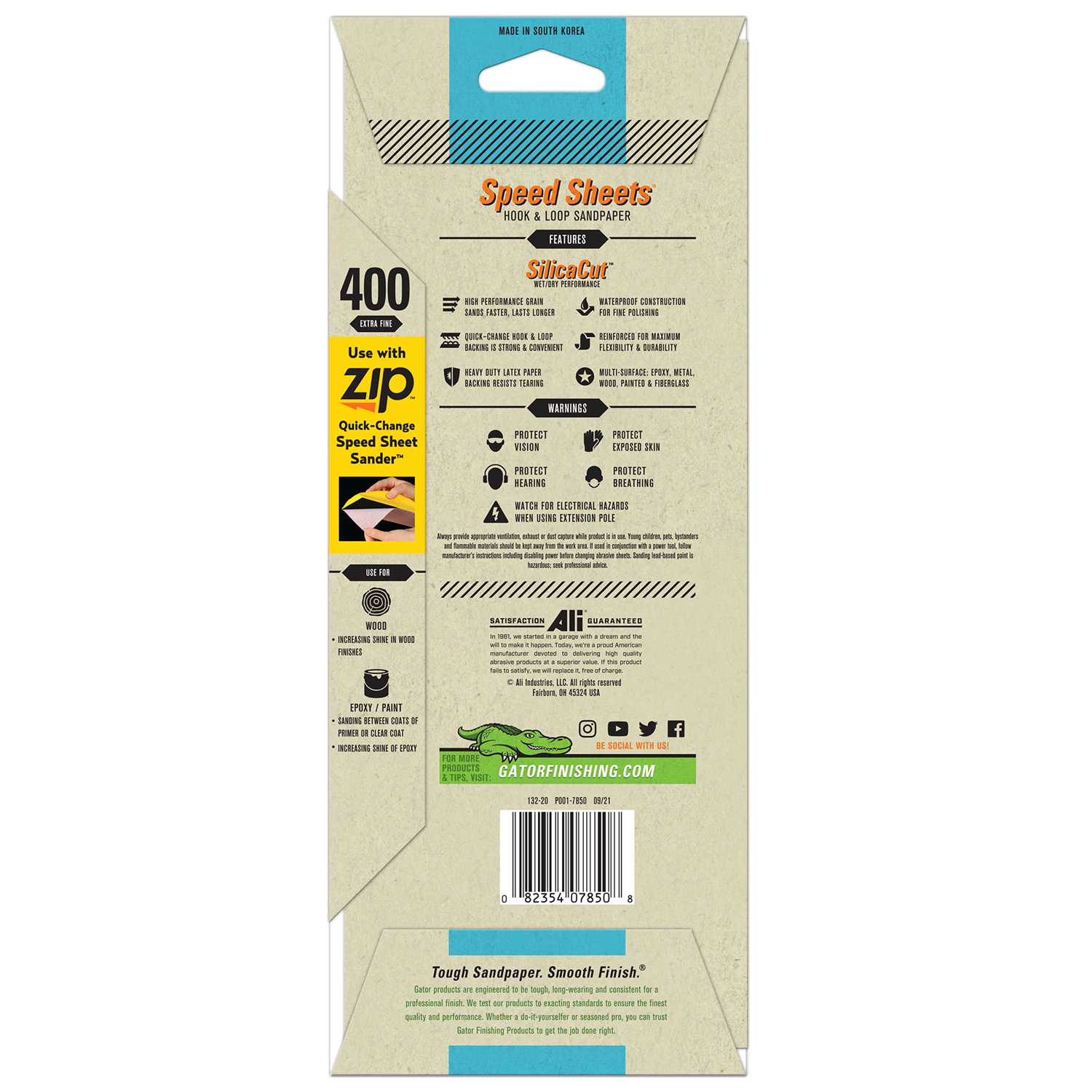 slide 3 of 5, Rustoleum Gator 3-2/3-Inch x 9-Inch Hook and Loop Waterproof Sanding Speed Sheets - 7850, 400 Grit, 5 ct