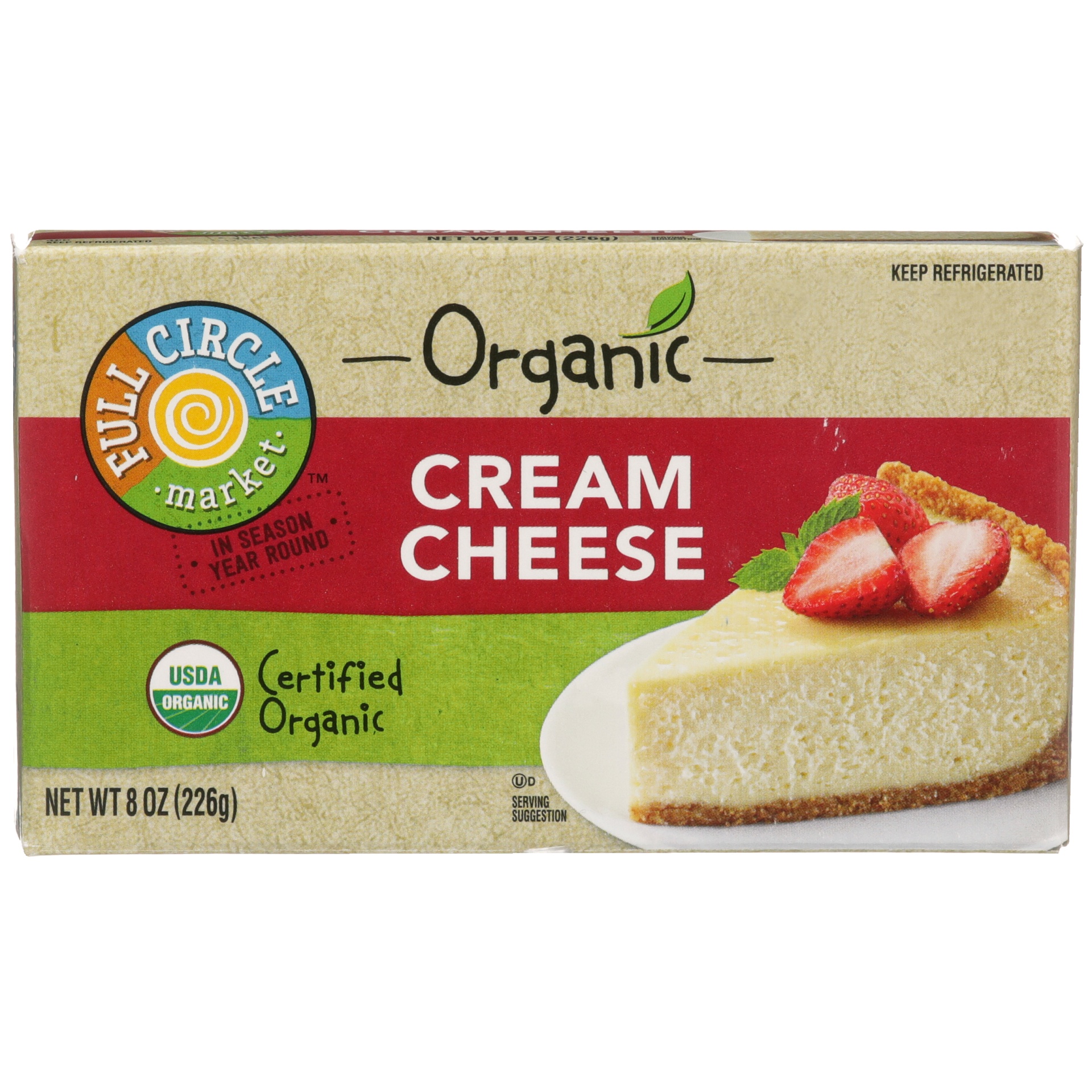 slide 1 of 1, Full Circle Market Organic Cream Cheese Bar, 8 oz