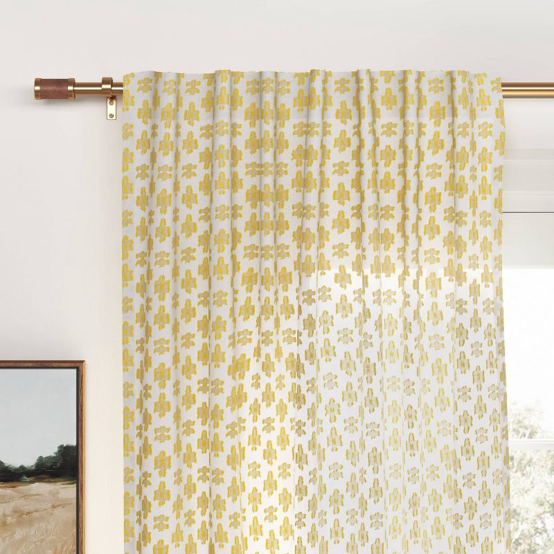 slide 2 of 4, 36"-66" Faux Leather Cylinder Plated Curtain Rod Brass - Threshold™: Gold Single Rod, Steel, 0.875" Diameter, 1 ct