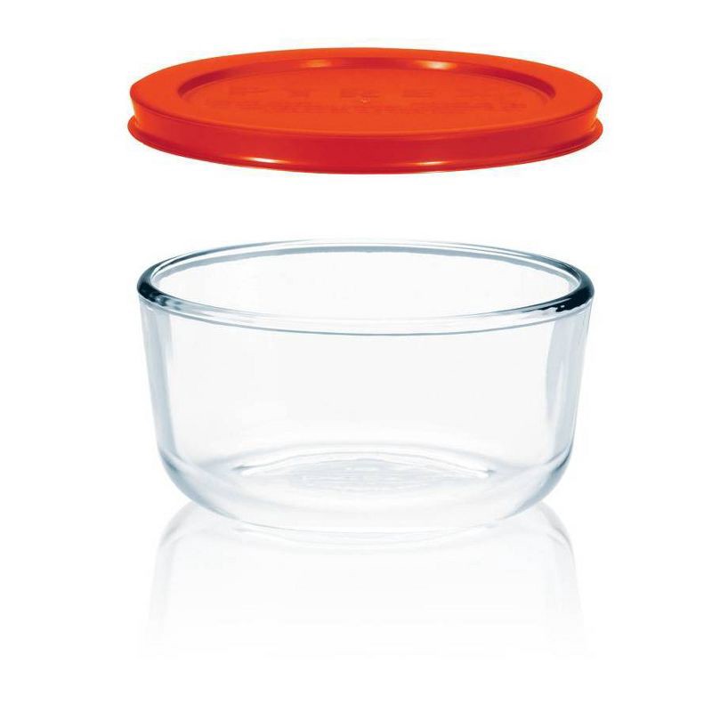 slide 2 of 3, Pyrex 2 Cup 6pc Round Glass Food Storage Value Pack Red: Glass Storage Containers with Lids, Microwave & Dishwasher Safe, 6 ct