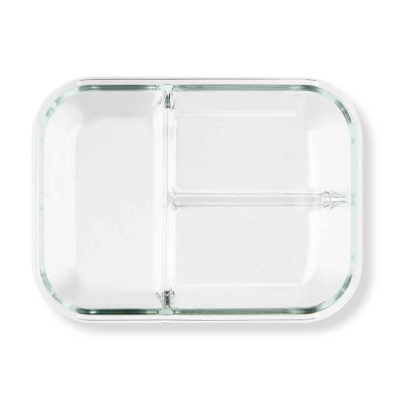 slide 3 of 9, Pyrex 3.8 Cup 3 Compartment Rectangular MealBox Glass Food Storage Container, 1 ct