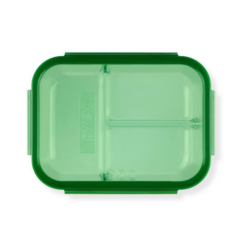 slide 4 of 9, Pyrex 3.8 Cup 3 Compartment Rectangular MealBox Glass Food Storage Container, 1 ct
