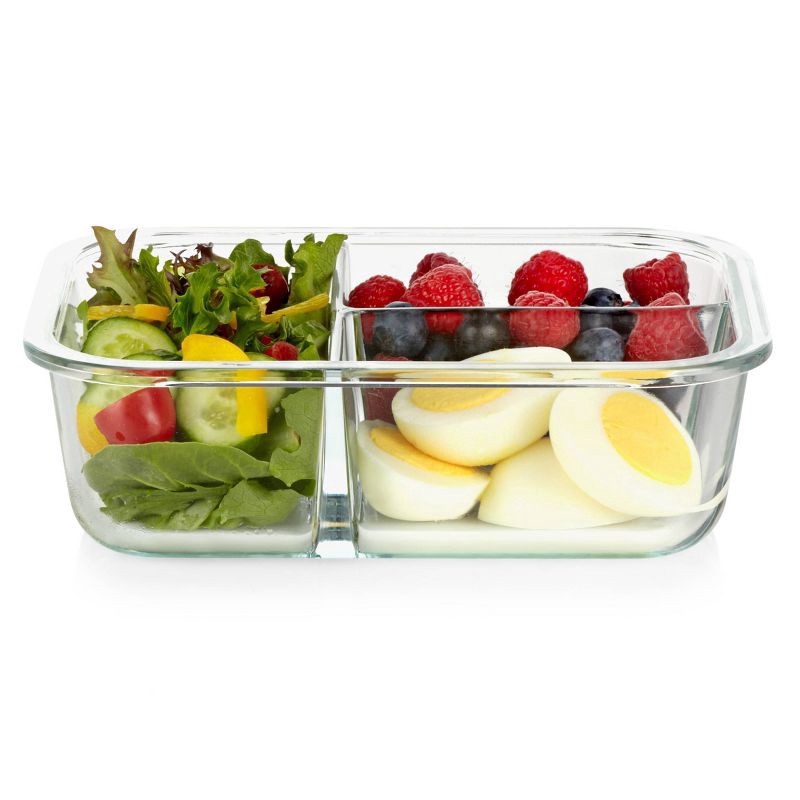 slide 8 of 9, Pyrex 3.8 Cup 3 Compartment Rectangular MealBox Glass Food Storage Container, 1 ct