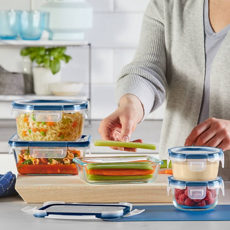 slide 3 of 5, Pyrex 10pc Freshlock Microban Glass Food Storage Set, 10 ct