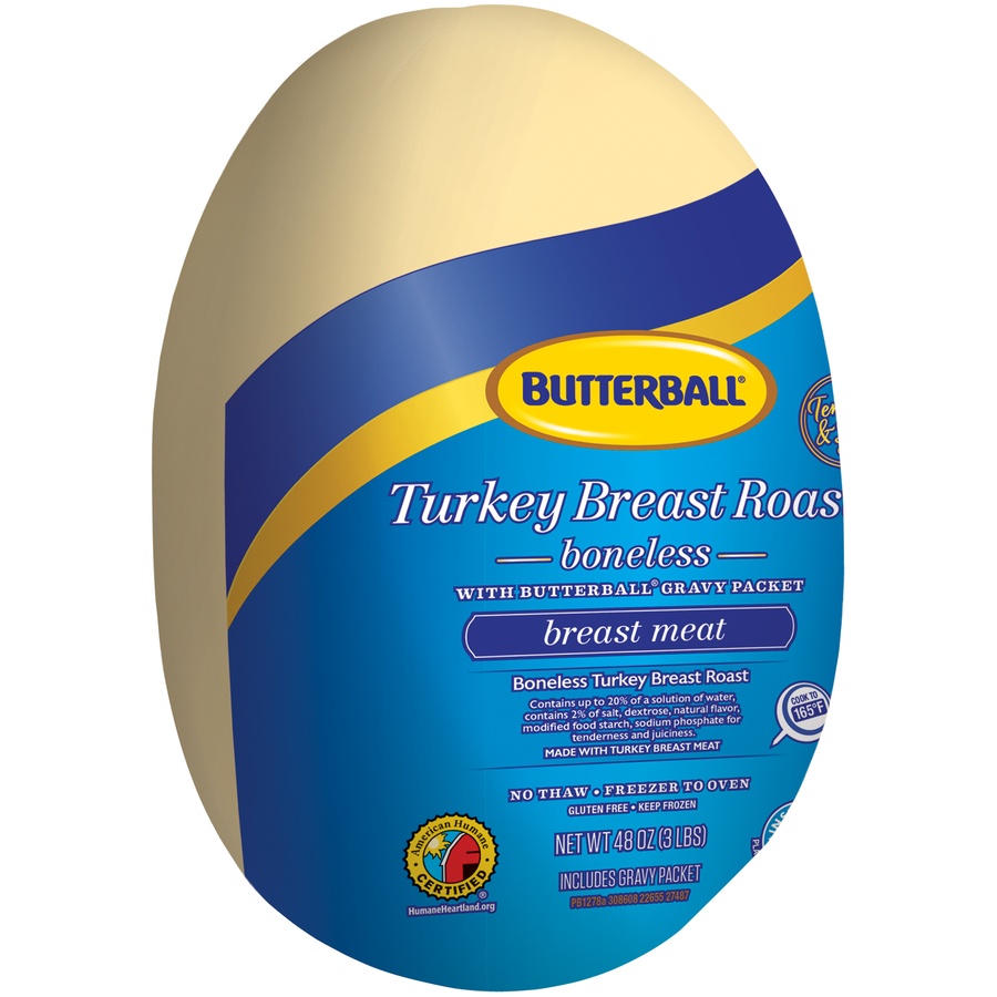 slide 2 of 8, Butterball Turkey Breast Roast, Original, Boneless with Gravy Pack, Frozen, 48 oz