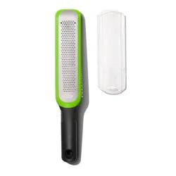 OXO Etched Zester: Stainless Steel Lemon & Garlic Grater, Soft-Grip Handle, Dishwasher-Safe, Green