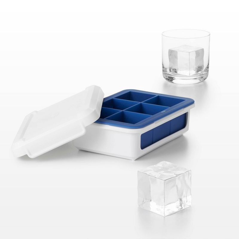 slide 4 of 9, OXO Covered Ice Cube Tray Large Cubes: Silicone & Plastic, 6 Cavities, Dishwasher-Safe, Ice Mold with Lid, 1 ct