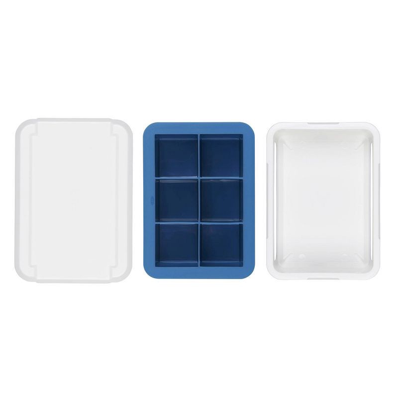 slide 5 of 9, OXO Covered Ice Cube Tray Large Cubes: Silicone & Plastic, 6 Cavities, Dishwasher-Safe, Ice Mold with Lid, 1 ct