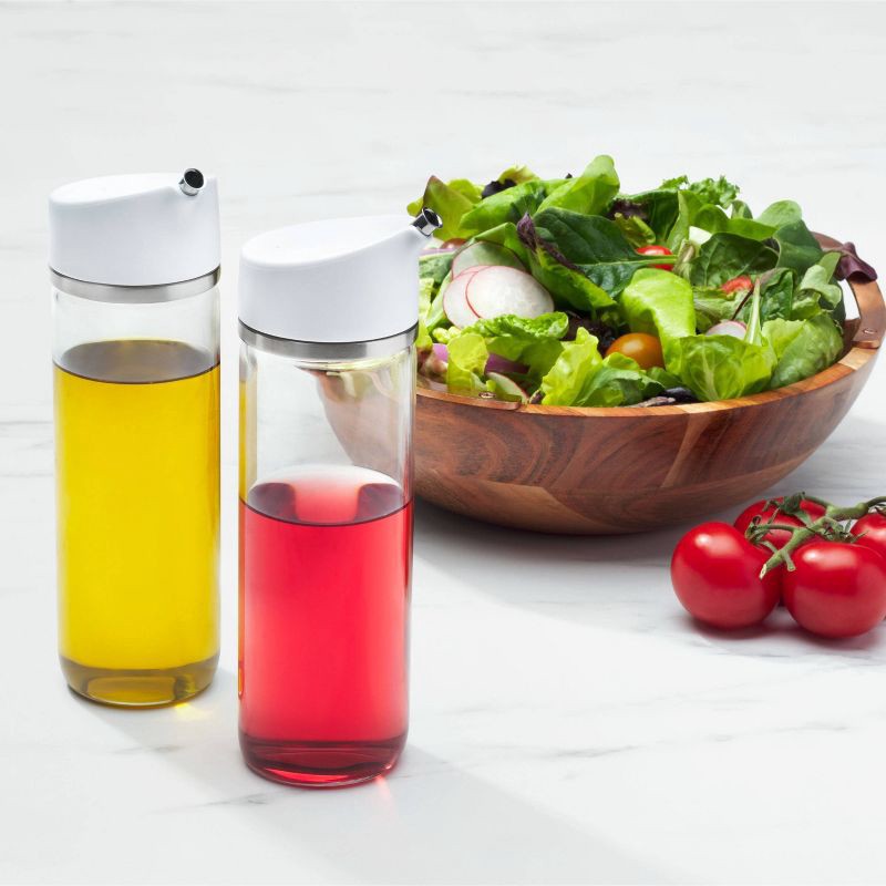 slide 8 of 10, OXO Precision Pour Oil Dispenser: Borosilicate Glass Oil Bottle, 12 oz Capacity, Dishwasher-Safe, White, 12 oz