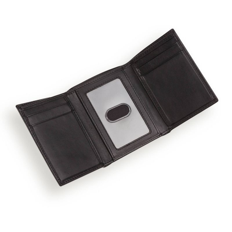 slide 2 of 8, SWISSGEAR Trifold Wallet - Black: Leather, RFID Blocking, Solid Pattern, 1 ct