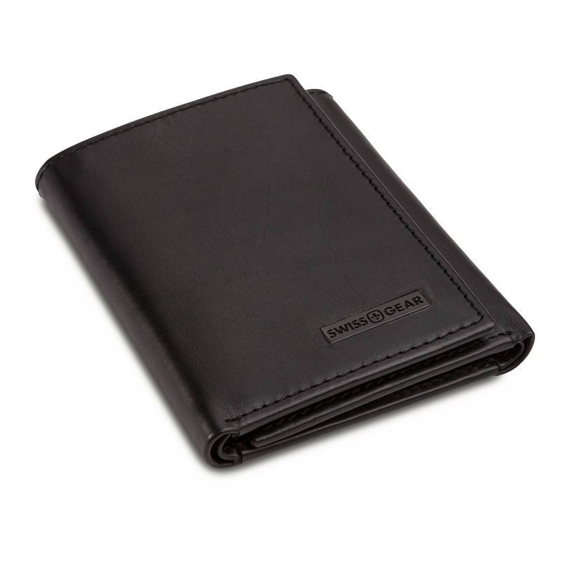 slide 3 of 8, SWISSGEAR Trifold Wallet - Black: Leather, RFID Blocking, Solid Pattern, 1 ct