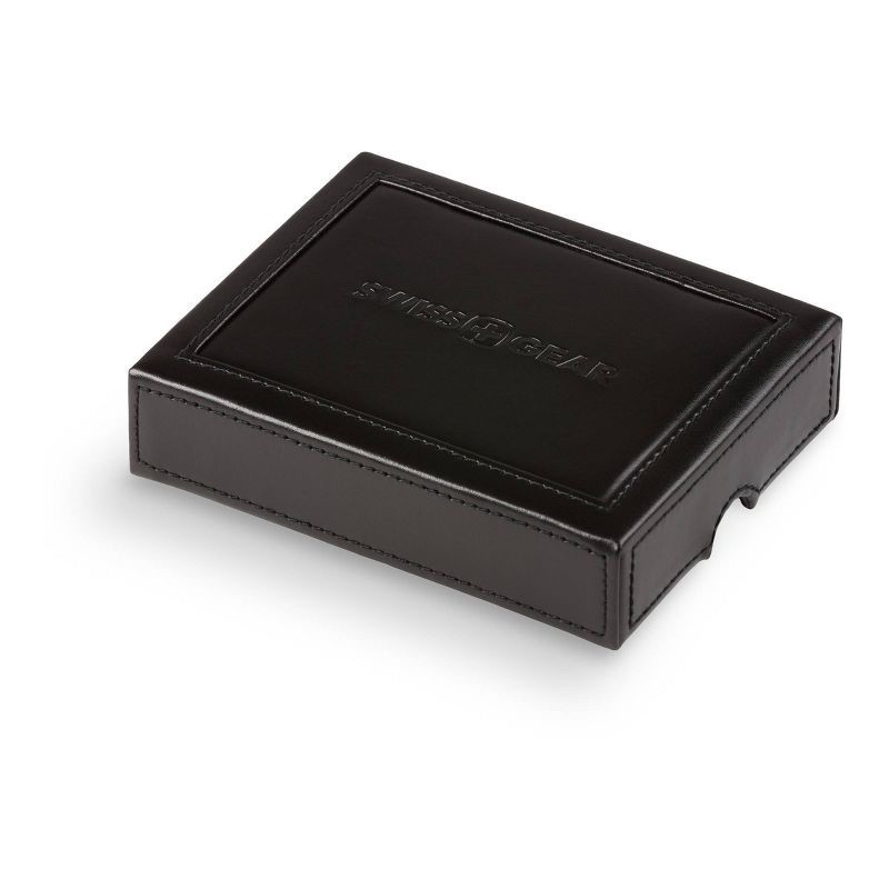 slide 5 of 8, SWISSGEAR Trifold Wallet - Black: Leather, RFID Blocking, Solid Pattern, 1 ct