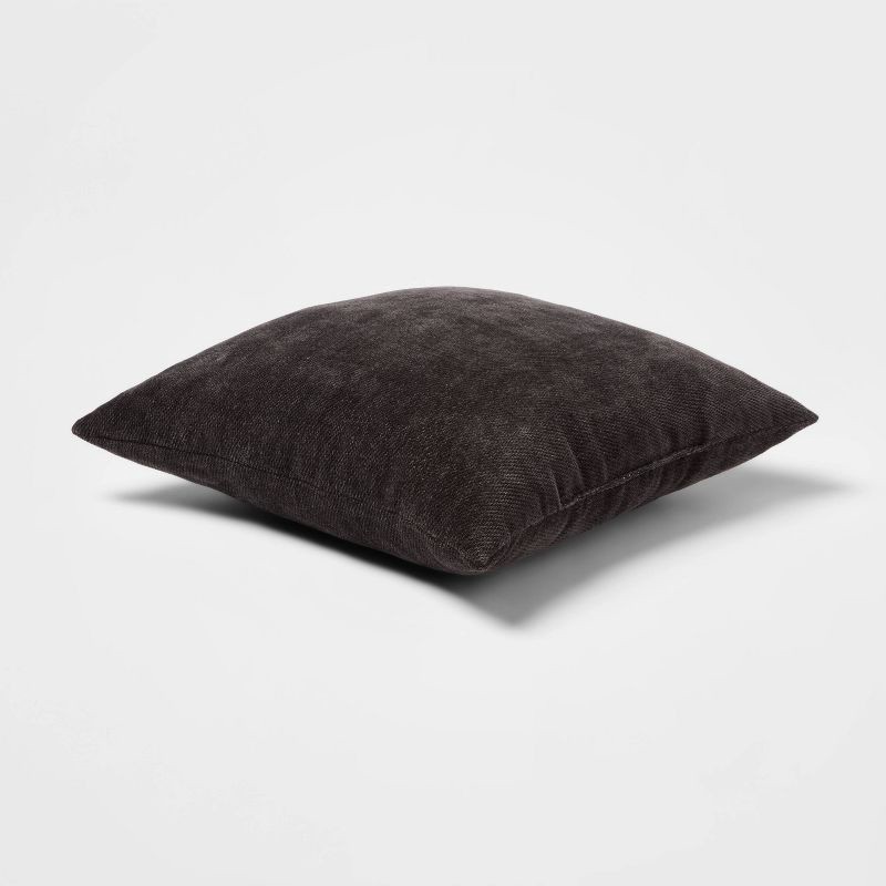 slide 3 of 4, 2pk Chenille Square Throw Pillows Black - Threshold™: Decorative, Reversible, Polyester Fill, Indoor Use, 2 ct