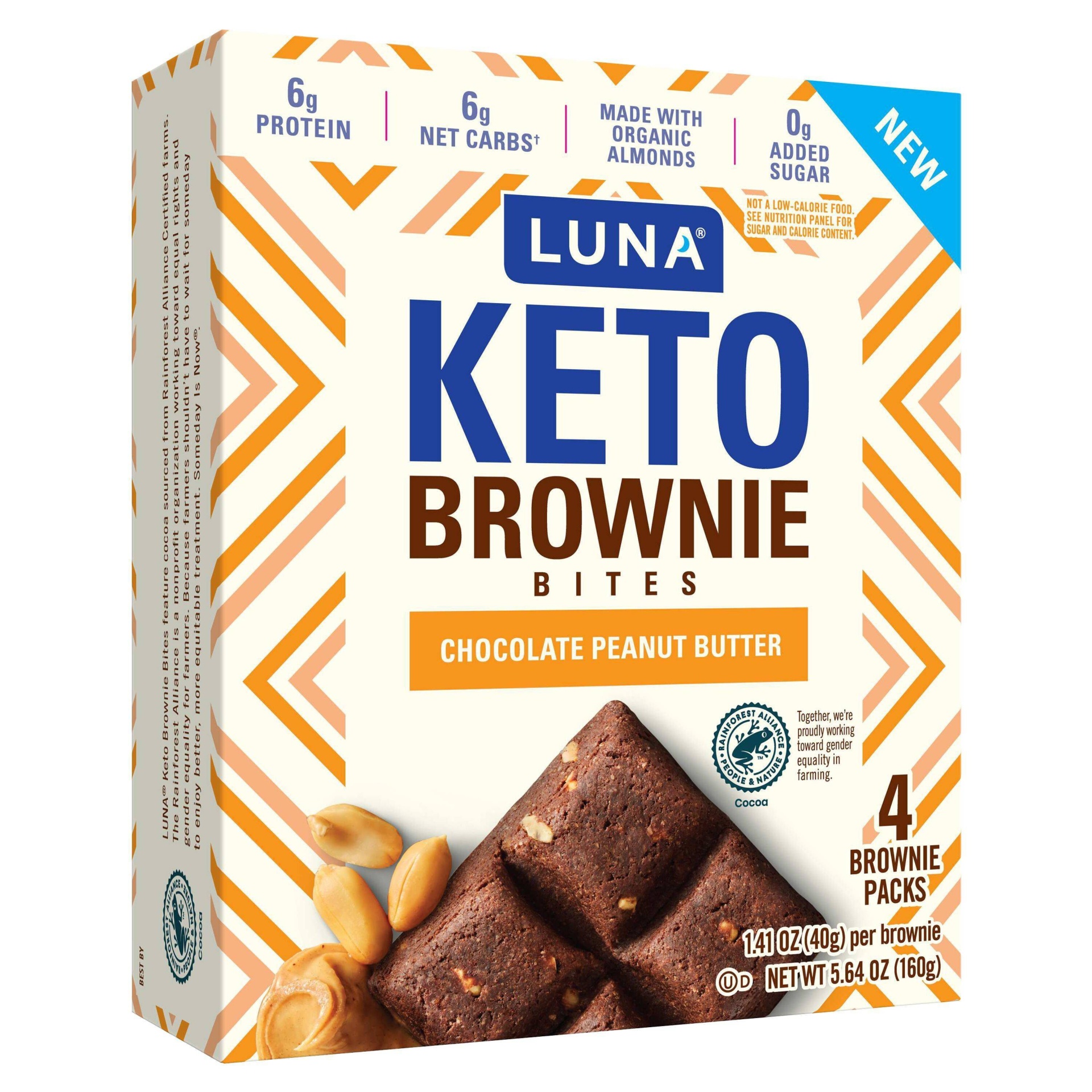 slide 1 of 4, LUNA Bar Luna Keto Brownie Bites Chocolate Peanut Butter - 4pk, 4 ct
