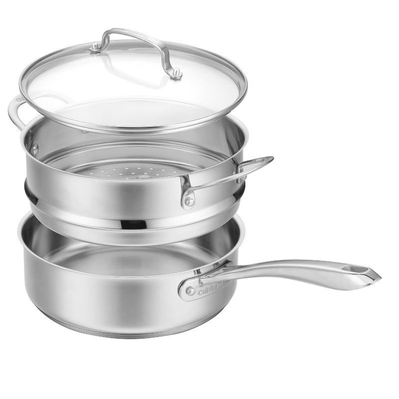 slide 2 of 7, Cuisinart Classic 3.5qt Stainless Steel Saute & Steamer Set with Helper Handle and Cover - 83-3: Steamer Pot, Tempered Glass Lid, 3.5 qt