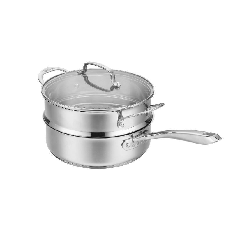 slide 7 of 7, Cuisinart Classic 3.5qt Stainless Steel Saute & Steamer Set with Helper Handle and Cover - 83-3: Steamer Pot, Tempered Glass Lid, 3.5 qt