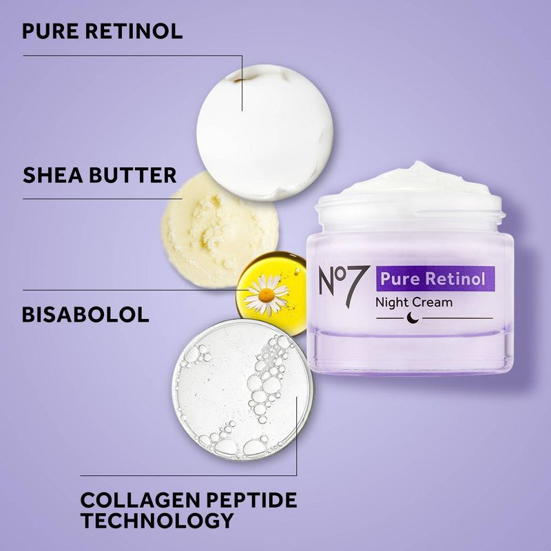 slide 4 of 11, No7 Pure Retinol Night Repair Cream - 1.69 fl oz, 1.69 fl oz