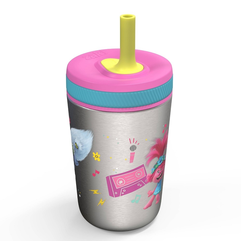 Zak Designs Trolls World Tour Kelso Tumbler Set, Leak-Proof Screw-On Lid  with Straw, Bundle for Kids Includes Plastic and Stainless Steel Cups with  Additional Sipper (Trolls-3pc)