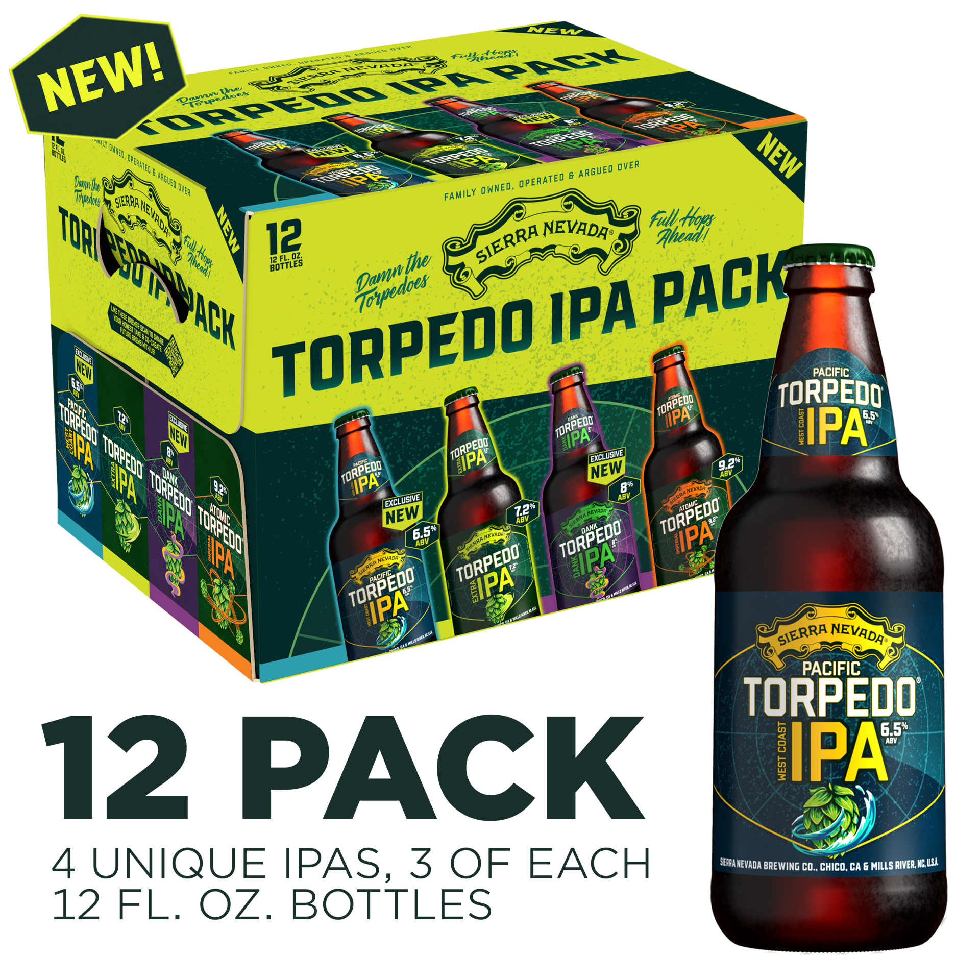 slide 1 of 9, Sierra Nevada Torpedo IPA Pack Craft Beer 12 Pack (12oz Bottles), 12 ct; 12 oz