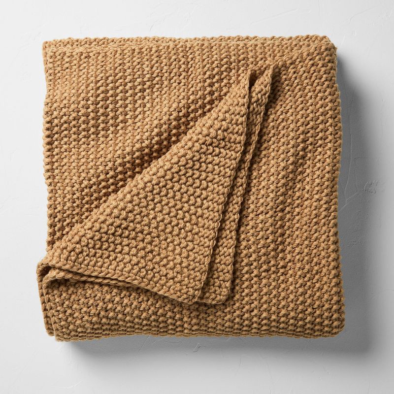 slide 1 of 4, King Chunky Knit Bed Blanket Warm Brown - Casaluna™, 1 ct