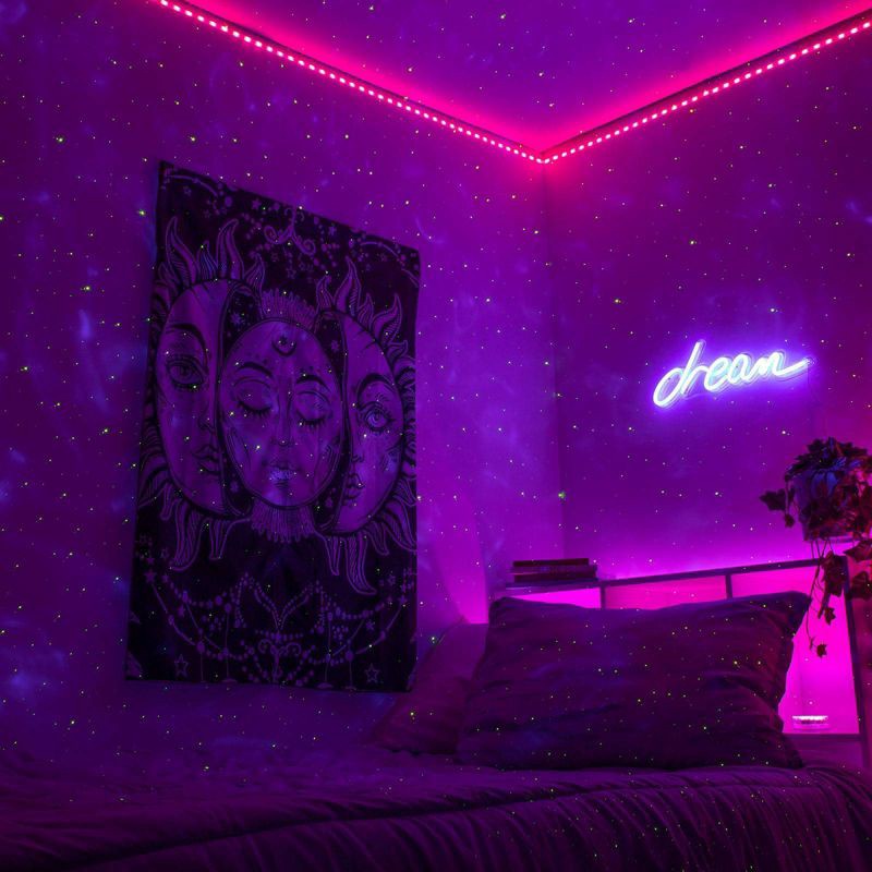 slide 3 of 8, LED Galaxy Projector Laser Star Lights with Remote Black - West & Arrow: USB-Powered, Sound Reactive, 1 ct