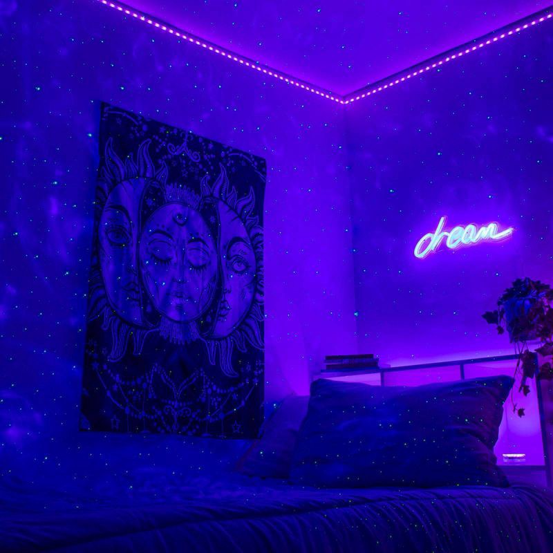 slide 1 of 8, LED Galaxy Projector Laser Star Lights with Remote Black - West & Arrow: USB-Powered, Sound Reactive, 1 ct