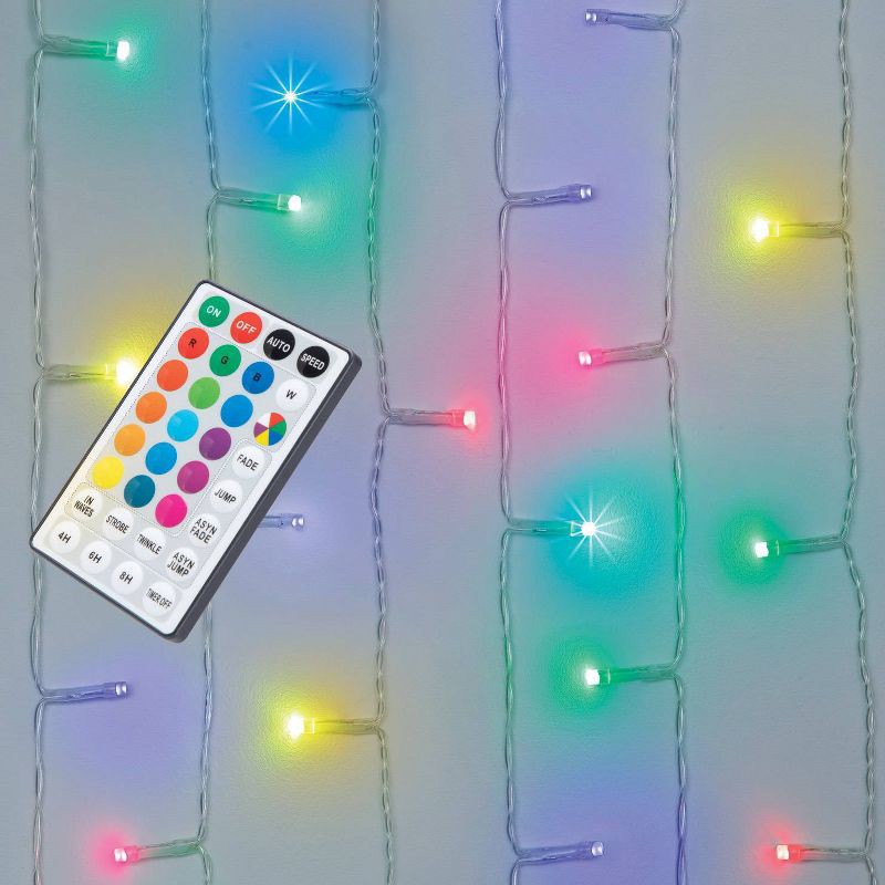 slide 1 of 3, 5' x 3.5' LED RGB Curtain Light with Remote - West & Arrow, 1 ct