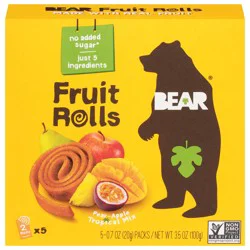 BEAR Pear-Apple Tropical Mix Fruit Rolls, 5 - 2 Roll Packs