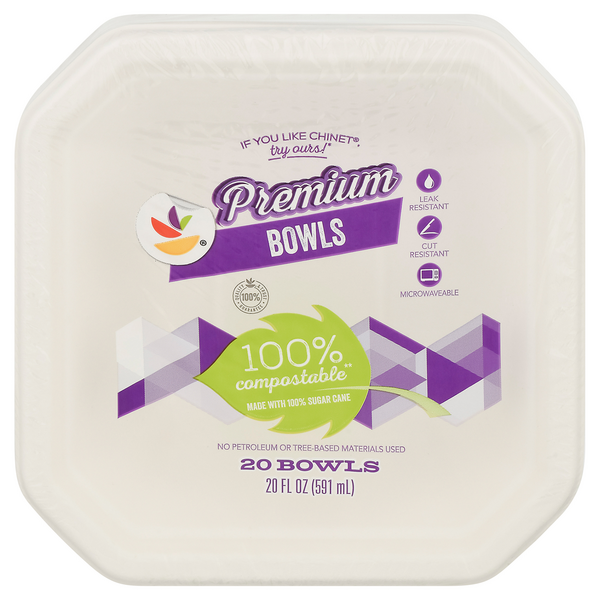 slide 1 of 1, Giant Premium Compostable Bowls 20 oz, 20 ct