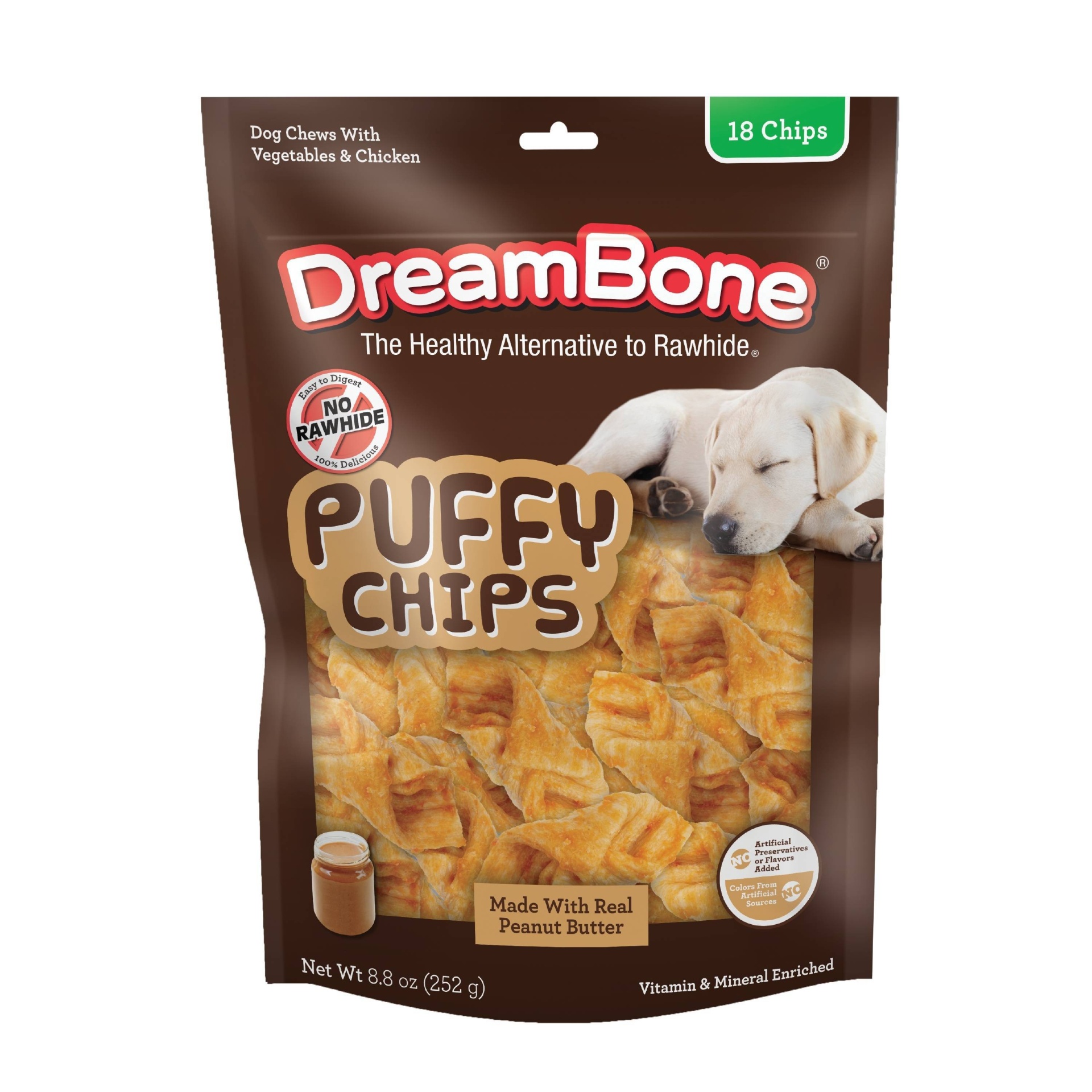 slide 1 of 6, DreamBone Peanut Butter Puffy Chips Chews Dog Treats - 8.8oz, 8.8 oz