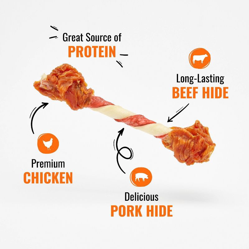 slide 10 of 14, Good 'n' Fun Double Meat Pops Rawhide with Chicken, Beef and Pork Flavor Dog Treats - 5.5oz, 5.5 oz