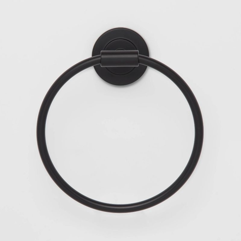 slide 1 of 3, Clean Towel Ring Black - Threshold™: Zinc & Stainless Steel Bathroom Hand Towel Rack, 1 ct