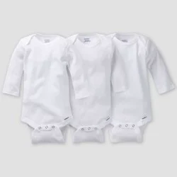 Gerber Baby 3pk Long Sleeve Onesies - White 12M