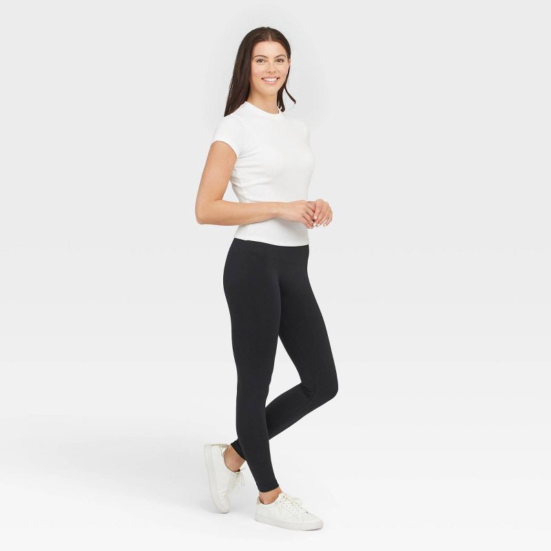 slide 3 of 4, ASSETS by SPANX Women's Seamless Leggings - Black L: Nylon & Elastane, Lightweight, Pull-On, Ankle Length, 1 ct