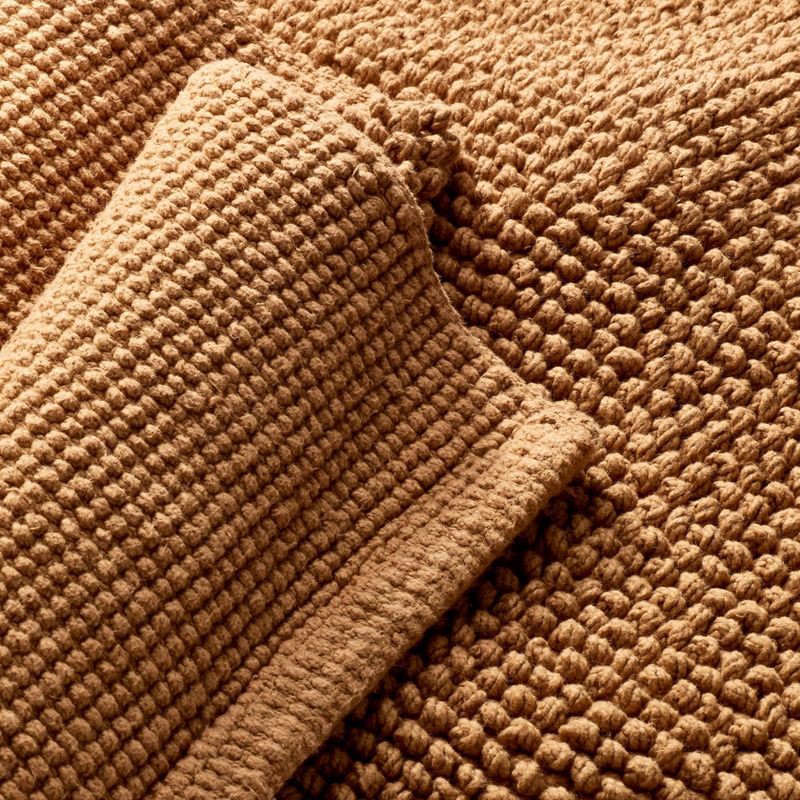 slide 3 of 4, 21"x34" Textured Bath Rug Warm Brown - Casaluna™: Cotton, Woven, Low Pile, OEKO-TEX Certified, 1 ct
