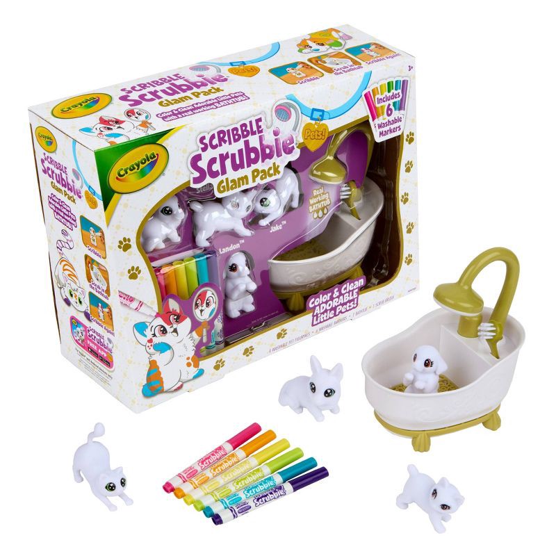 slide 2 of 7, Crayola 12pc Scribble Scrubbie Pets Tub Set: Washable Marker Craft Kit for Kids, Drawing & Coloring Activity, Ages 3+, 12 ct