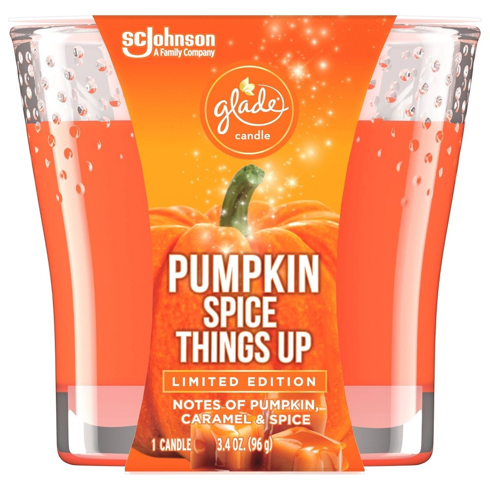 slide 2 of 8, Glade Pumpkin Spice Things Up Candle, 3.4 oz