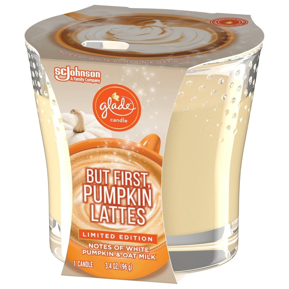 slide 2 of 7, Glade Pumpkin Spice Latte Candle, 3.4 oz