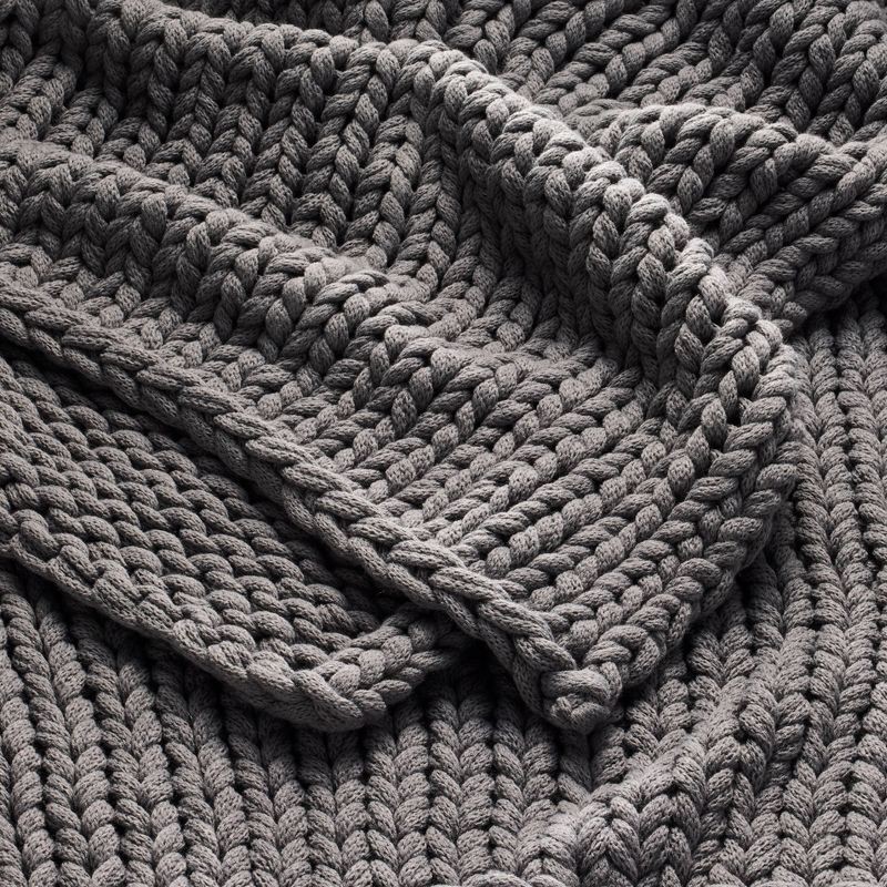 slide 3 of 5, 50"x70" Oversized Solid Bed Throw Dark Gray - Casaluna™: Acrylic, Knitted, Reversible, Machine Washable, 1 ct