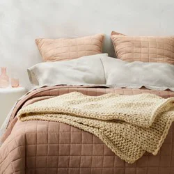50"x70" Oversized Solid Bed Throw Natural - Casaluna™: Acrylic Knitted, Reversible, OEKO-TEX Certified