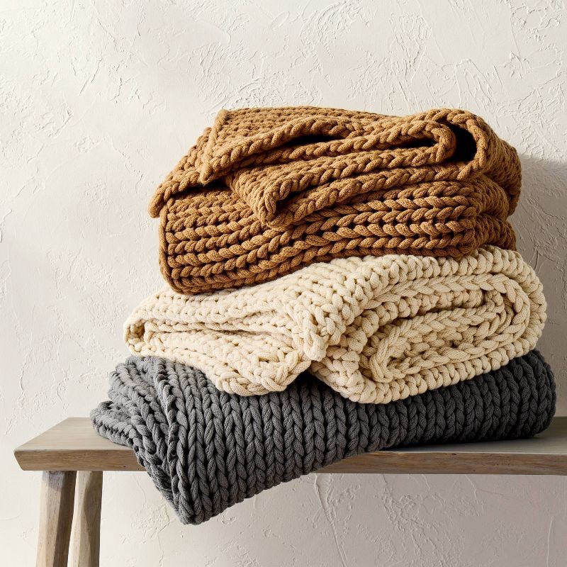 slide 5 of 5, 50"x70" Oversized Solid Bed Throw Warm Brown - Casaluna™, 1 ct