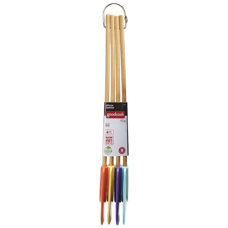 slide 4 of 5, GoodCook Ready 4pk Silicone Spatulas with Bamboo Handles: Best Heat-Resistant Nonstick Spatulas for Baking & Cooking, 4 ct