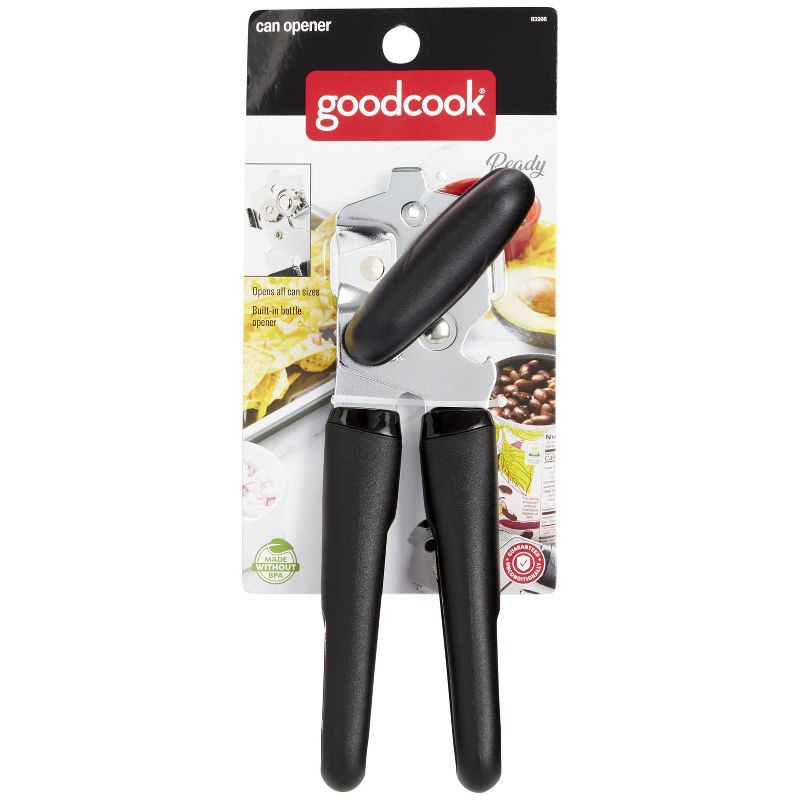 slide 5 of 5, GoodCook Ready Can Opener: Manual Steel Hand Tool, Cordless, Black & Silver, Freestanding Design, 1 ct