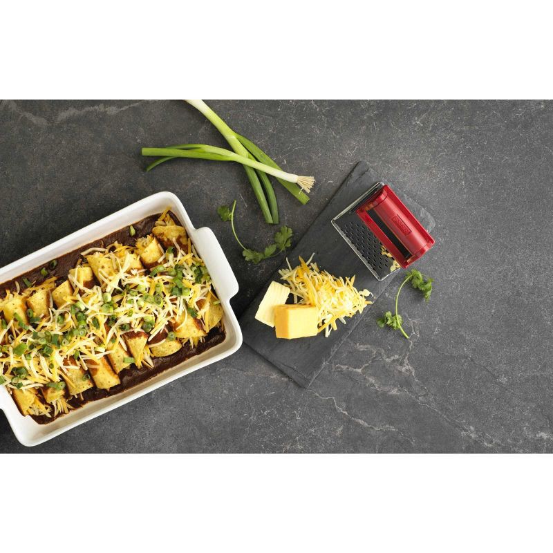 slide 3 of 7, GoodCook Ready Box Grater: Stainless Steel Handheld Cheese & Vegetable Grater, Red, 8.5" Height, Hand Wash, 1 ct