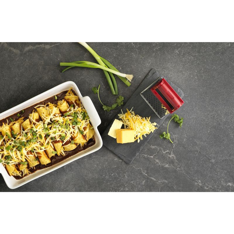 slide 5 of 7, GoodCook Ready Box Grater: Stainless Steel Handheld Cheese & Vegetable Grater, Red, 8.5" Height, Hand Wash, 1 ct
