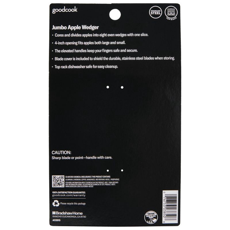 slide 6 of 6, GoodCook Ready Jumbo Apple Wedger: Kitchen Gadget, Dishwasher-Safe, Red, Plastic & Stainless Steel Slicer, 1 ct