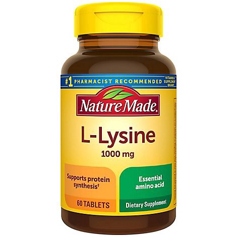 slide 1 of 1, Nature Made Dietary Supplement Tablets L-Lysine 1000 Mg - 60 Count, 60 ct